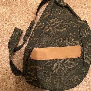 L.L.Bean Beanpod bag. Hunter green canvas with camel color suede trim.